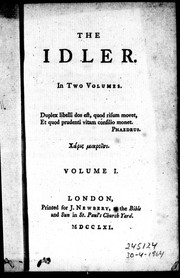 Cover of: The idler: in two volumes.