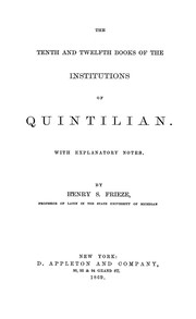 Cover of: The tenth & twelfth books of the Institutions of Quintilian by Quintilian