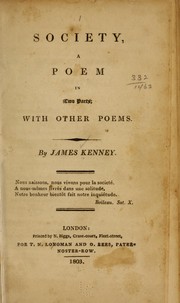 Cover of: Society: a poem in two parts; with other poems