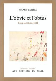 Cover of: L' obvie et l'obtus by Roland Barthes