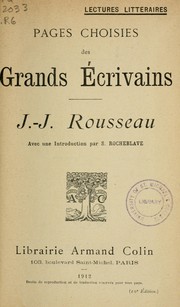 Cover of: Pages choisies by Jean-Jacques Rousseau