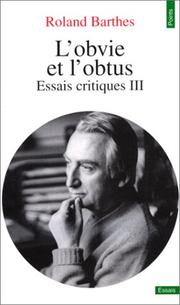 Cover of: L Obvie Et L'Obtus by Roland Barthes