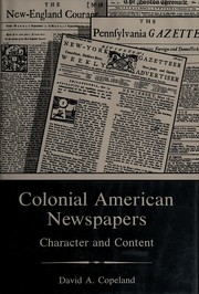 Cover of: Colonial American newspapers by David A. Copeland