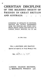 Cover of: Christian Discipline of the Religious Society of Friends in Great Britain and Australia ...