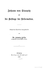 Cover of: Johann von Staupitz und die Anfänge der Reformation by Ludwig Keller