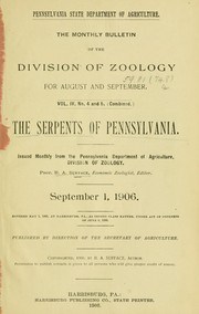 Cover of: The serpents of Pennsylvania by Pennsylvania. Dept. of Agriculture. Division of Zoology