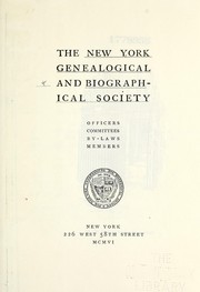 Cover of: Officers, committees, by-laws, members by New York Genealogical and Biographical Society