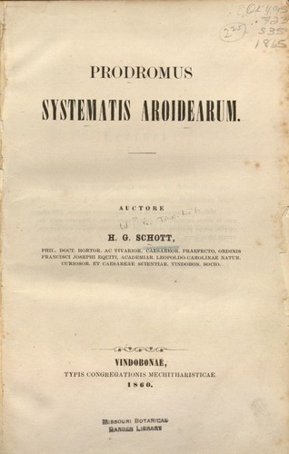 Prodromus systematis Aroidearum by H. W. Schott