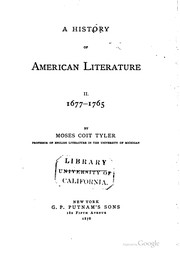 Cover of: A history of American literature during the colonial period, 1607-1765 by Tyler, Moses Coit