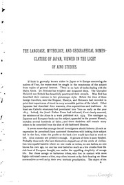 Cover of: The language, mythology, and geographical nomenclature of Japan viewed in the light of Aino studies. by Basil Hall Chamberlain