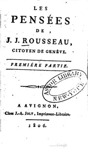 Cover of: Les pensées de J.J. Rousseau: citoyen de Genève