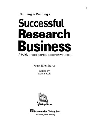 Building and running a successful research business by Mary Ellen Bates