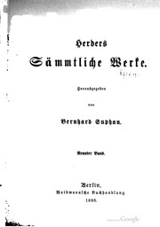 Cover of: Herders sämmtliche werke.: Herausgegeben