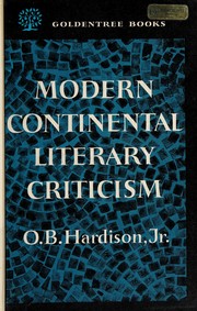 Cover of: Modern continental literary criticism. by O. B. Hardison