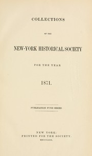 Cover of: Collections of the New York Historical Society for the year ...