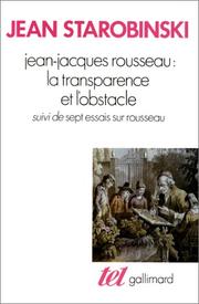 Cover of: Transparance a L'Obstacle by Jean Starobinski