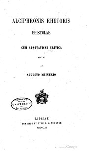 Cover of: Alciphronis Rhetoris Epistolae...