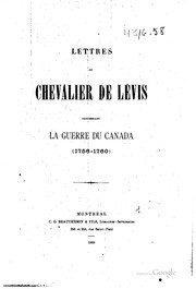 Cover of: Lettres du chevalier de Lévis concernant la guerre du Canada (1756-1760)