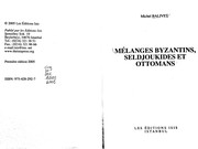 Cover of: Mélanges byzantins, seldjoukides et ottomans by Michel Balivet