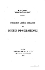 Cover of: Introduction a l'étude comparative des langues indo-européennes by Antoine Meillet