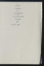 Cover of: Index of Collections: from Sir Oliver Millar's Journals