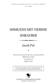 Cover of: Shmuesn miṭ yidishe shrayber by Pat, Jacob
