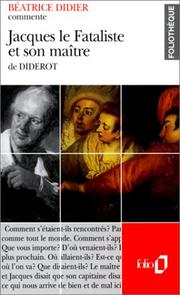 Cover of: Jacques le Fataliste et son maître de Diderot by Béatrice Didier