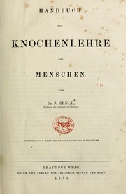 Cover of: Handbuch der systematischen Anatomie des Menschen by Henle, Jacob 1809-1885