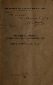 Cover of: Presidential address by Frederic William Howay
