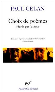 Cover of: Choix de poèmes by Paul Celan