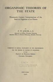 Organismic Theories of the State by F. W. Coker