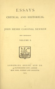 Cover of: Essays critical and historical by John Henry Newman