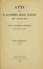 Cover of: Atti della Reale Accademia delle scienze di Torino by Reale accademia delle scienze di Torino