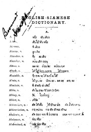 Cover of: English-Siamese dictionary