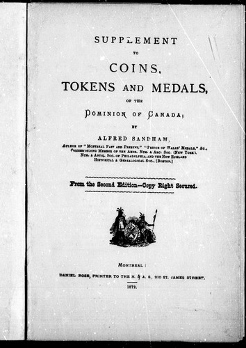 Supplement to coins, tokens and medals of the Dominion of Canada by Alfred Sandham