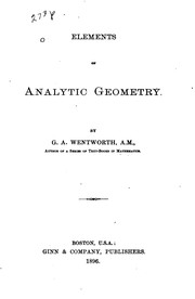 Cover of: Elements of Analytic Geometry