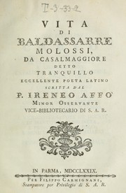 Cover of: Vita di Baldassarre Molossi  da Casalmaggiore detto Tranquillo, eccellente poeta latina