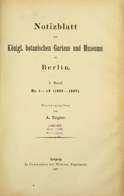 Cover of: Notizblatt des Königl. Botanischen Gartens und Museums zu Berlin by Adolf Engler