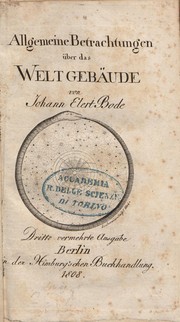 Cover of: Allgemeine Betrachtungen uber das Weltgebaude von Johann Elert Bode