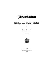 Cover of: Wirklichkeiten by Kurd Laßwitz