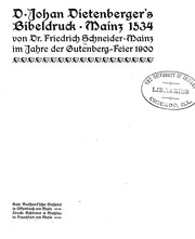 Cover of: D. Johan Dietenberger's Bibeldruck, Mainz 1534
