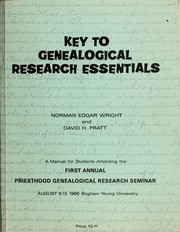 Cover of: Key to genealogical research essentials by Norman Edgar Wright