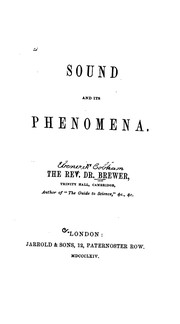 Cover of: Sound and Its Phenomena