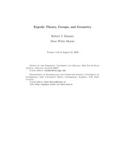 Cover of: Ergodic theory, groups, and geometry