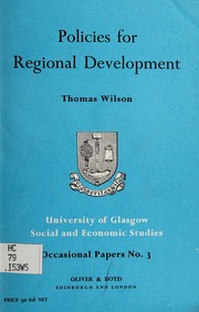 Cover of: Policies for regional development.
