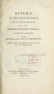Cover of: Scisma d'Inghilterra, con altre operette ... by Bernardo Davanzati
