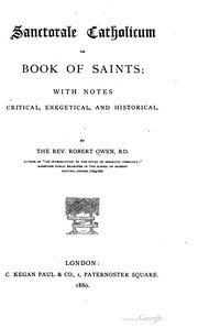 Cover of: Sanctorale Catholicum, Or, Book Of Saints by 