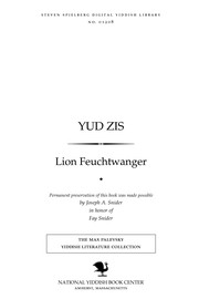 Cover of: Yud Zis by Lion Feuchtwanger