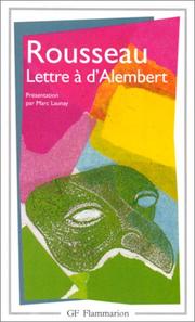 Cover of: Lettre a M. D'Alembert Sur Les Spectacles