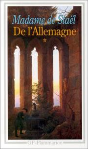 Cover of: De L'Allemagne by Madame de Staël